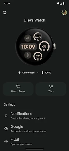 Google Pixel Watch screenshot