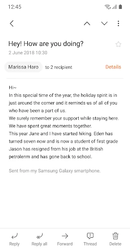 Samsung Email screenshot