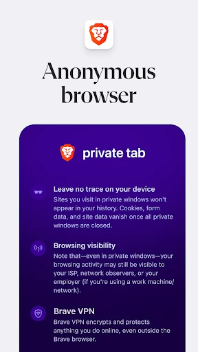 Brave Private Web Browser, VPN screenshot