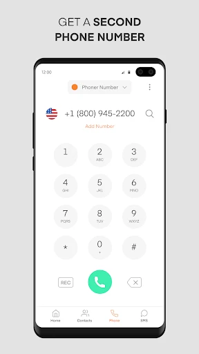 Phoner 2nd Phone Number + Text screenshot