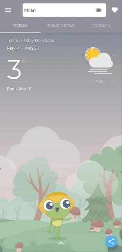 The Frog: Weather app screenshot