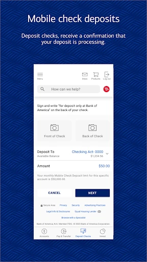 Bank of America Mobile Banking screenshot