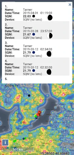 Light pollution map screenshot
