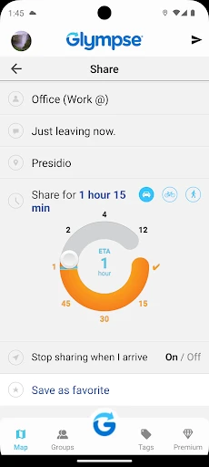 Glympse - Share GPS location screenshot