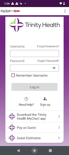 Trinity Health MyChart screenshot