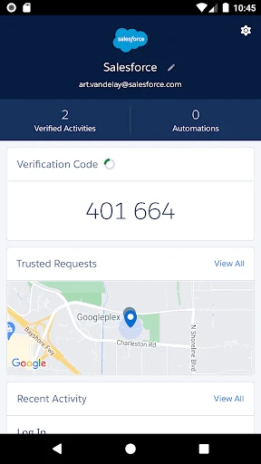 Salesforce Authenticator screenshot