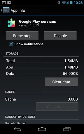 Google Play Services screenshot