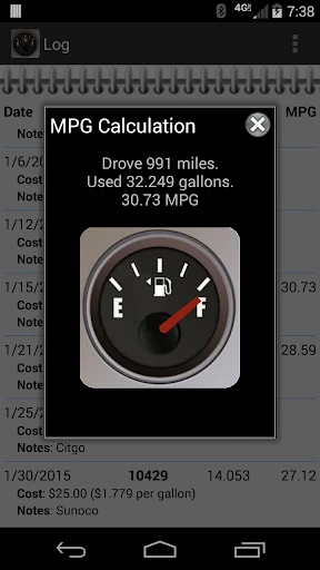 FillUp - Gas Mileage Log screenshot